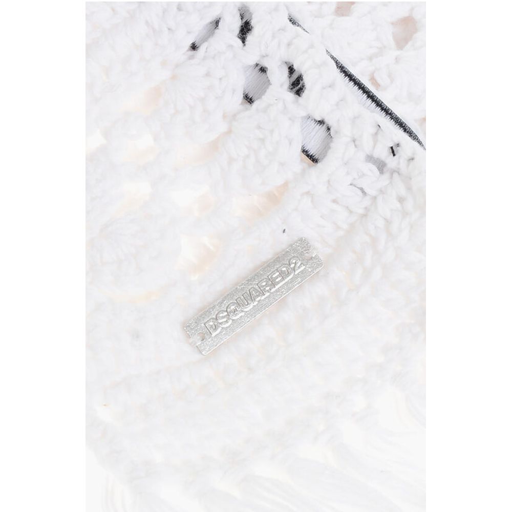 Dsquared² Solid Color Crochet Scarf with Fringes