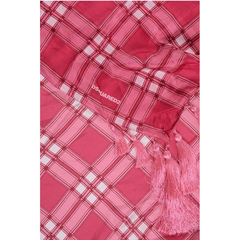 Dsquared² Checked Silk Foulard with Tassels