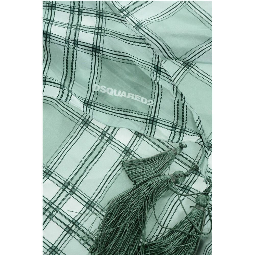 Dsquared² Checked Silk Foulard with Tassels