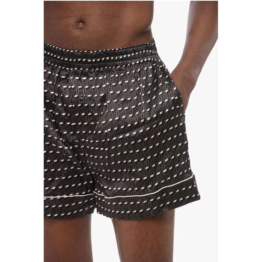 Dsquared² Monogram Silk Blend Pijama Shorts