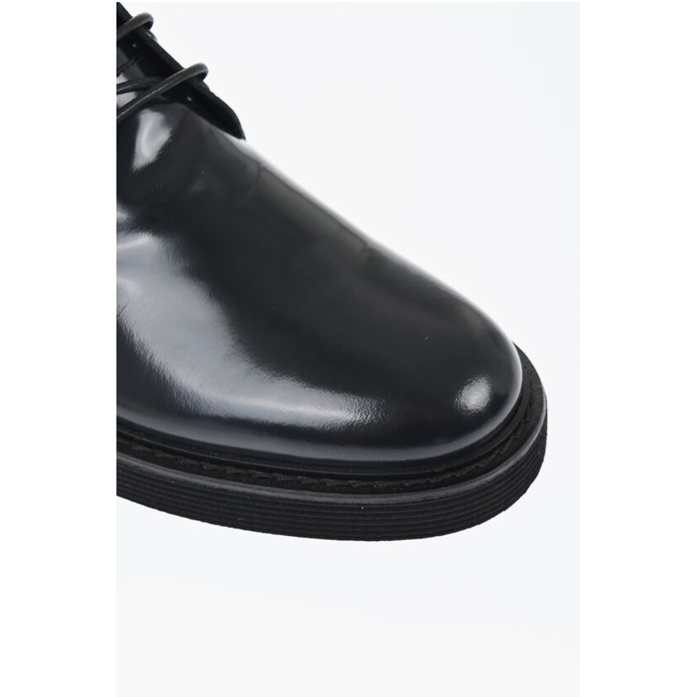 Corneliani Solid Color Patent Leather Ankle Boots with Vibram Sole