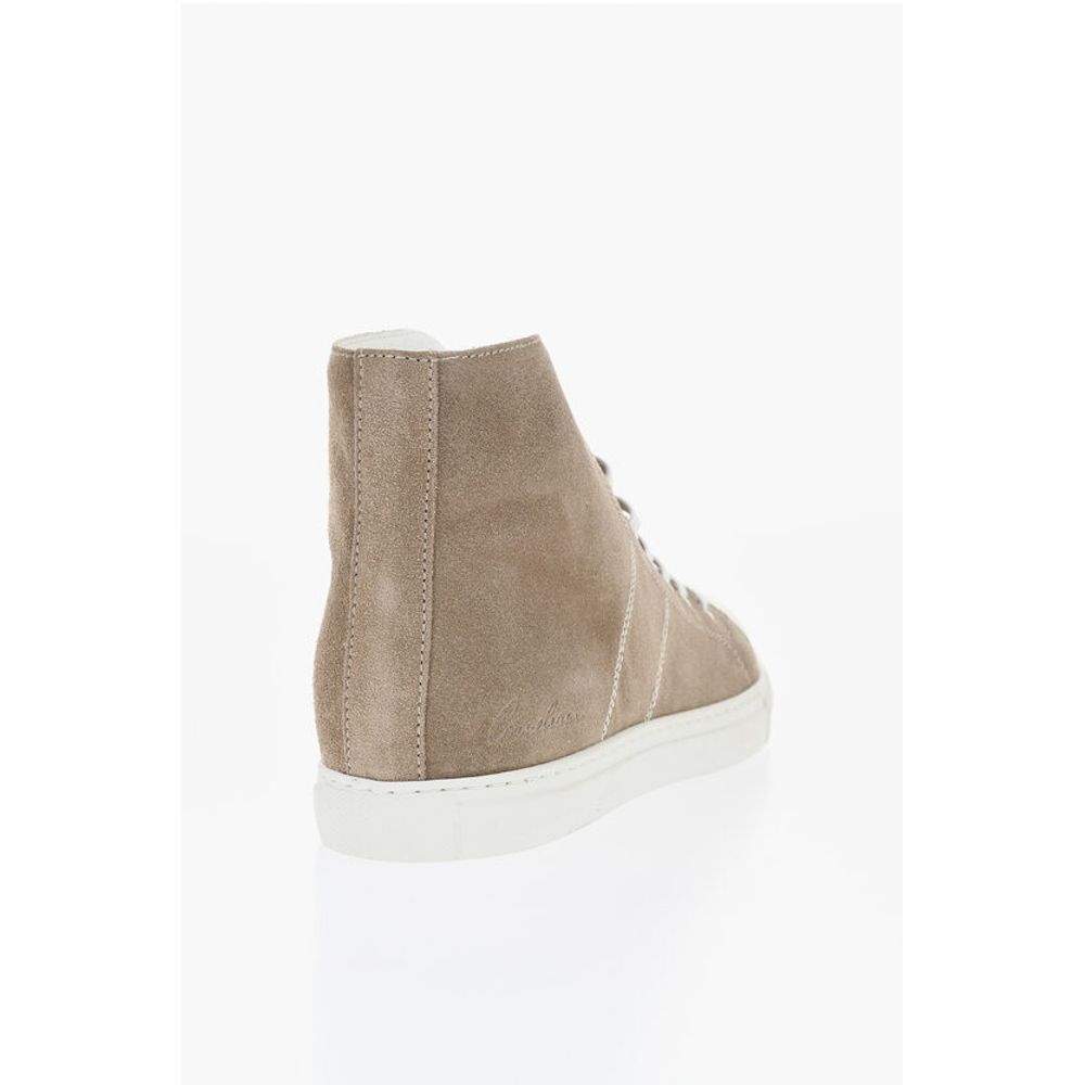 Corneliani ID Suede High-Top Sneakers with Contrasting Details
