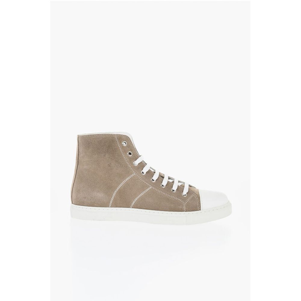 Corneliani ID Suede High-Top Sneakers with Contrasting Details