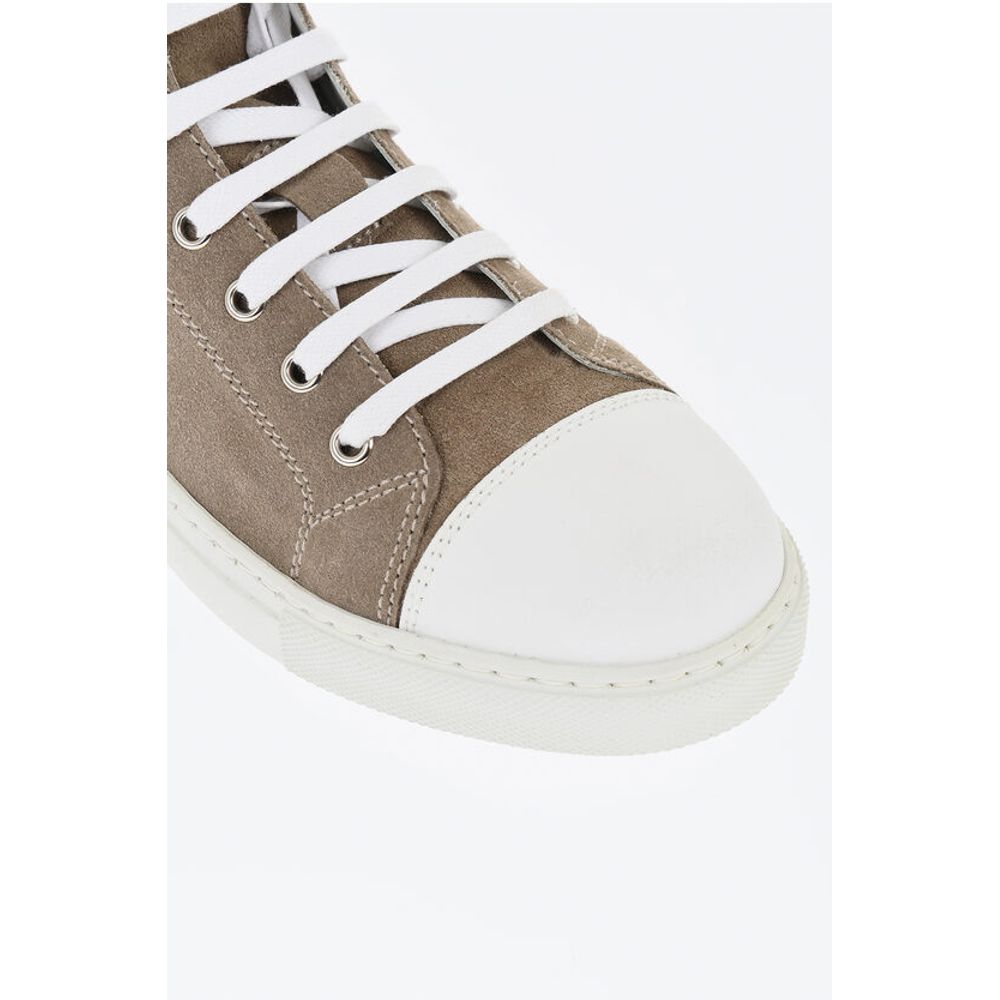 Corneliani ID Suede High-Top Sneakers with Contrasting Details