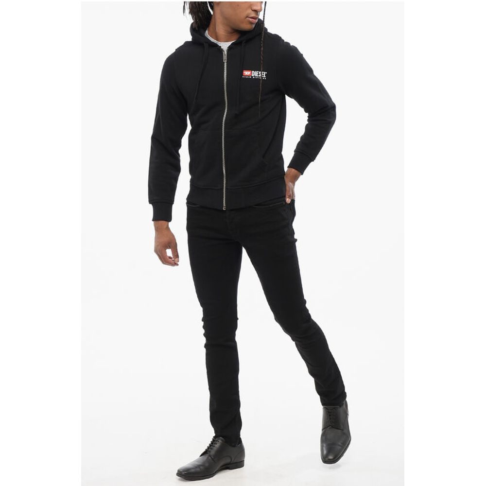 Diesel Brushed Cotton Sweatshirt with Hood and Zip Closure