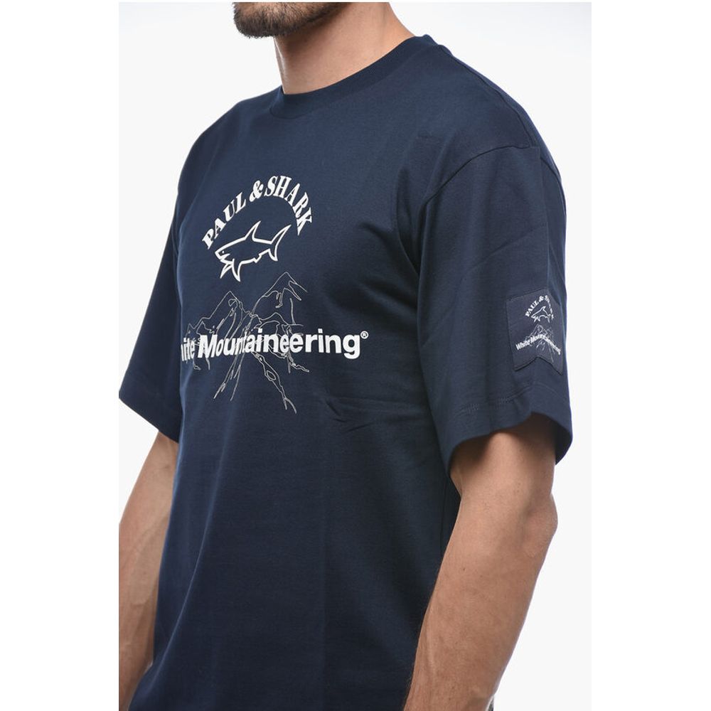 Paul & Shark WHITE MOUNTAINEERING Solid Color Crew-neck T-Shirt with Prin