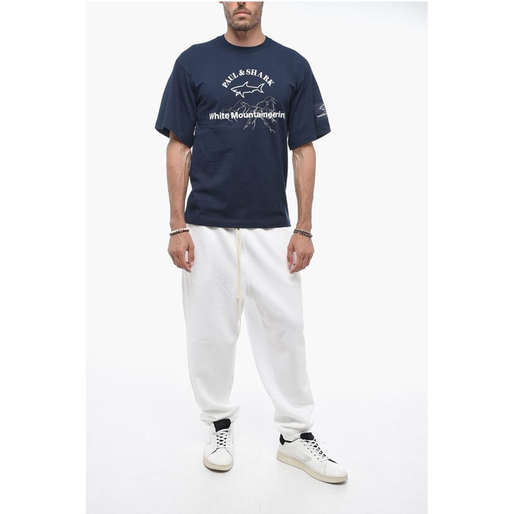 Paul & Shark WHITE MOUNTAINEERING Solid Color Crew-neck T-Shirt with Prin