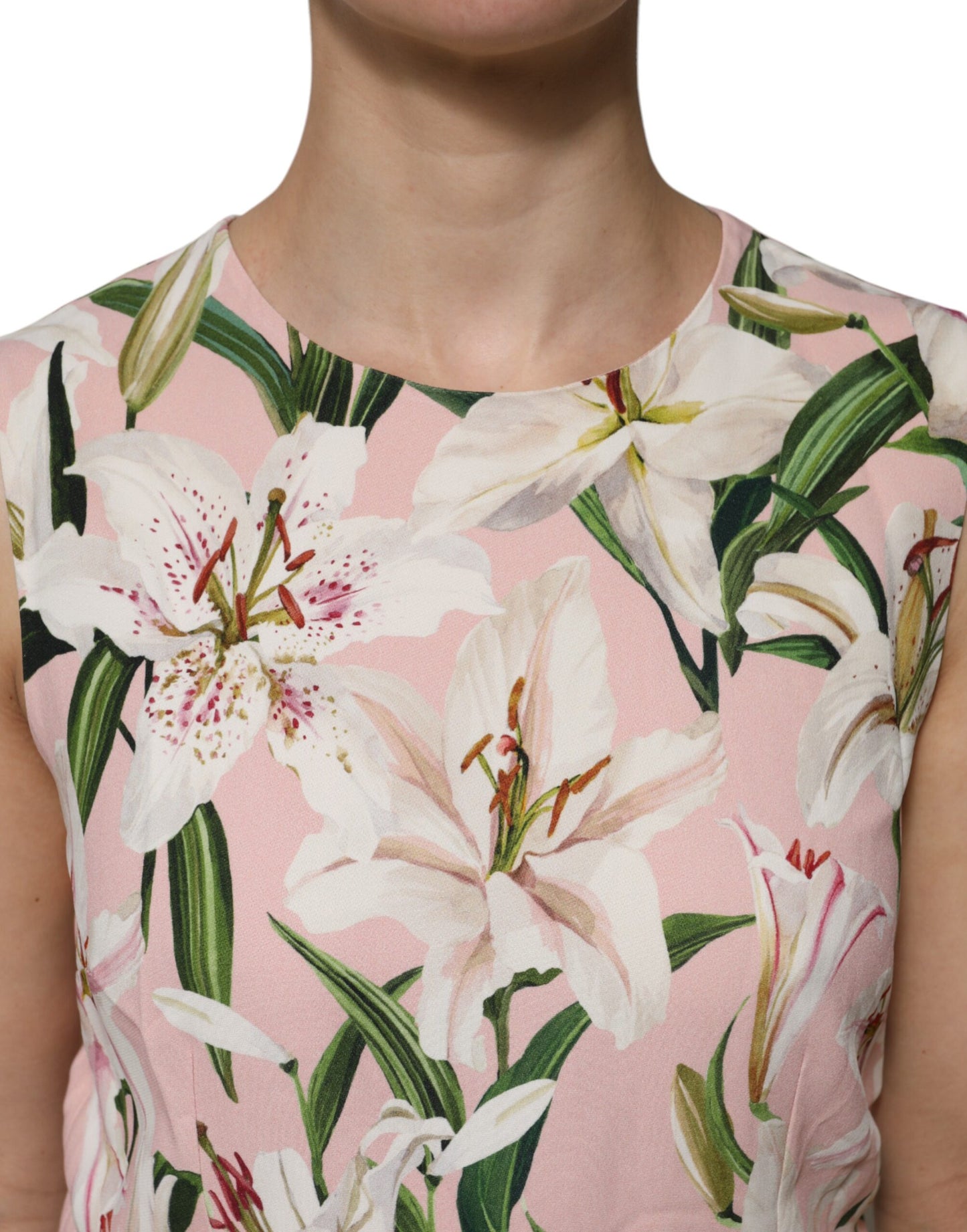 Dolce & Gabbana Pink Floral Print Sleeveless Tank Blouse Top