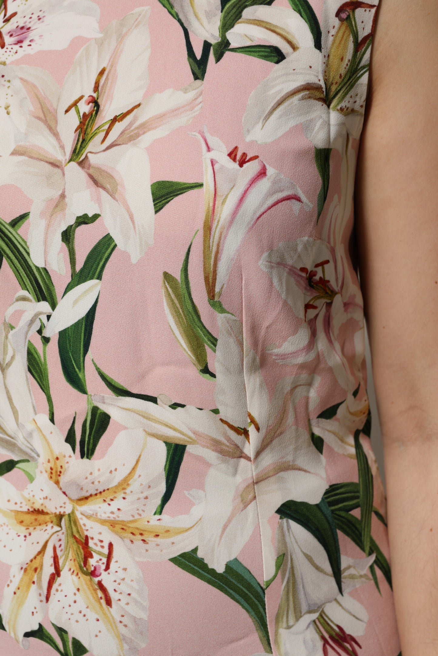 Dolce & Gabbana Pink Floral Print Sleeveless Tank Blouse Top