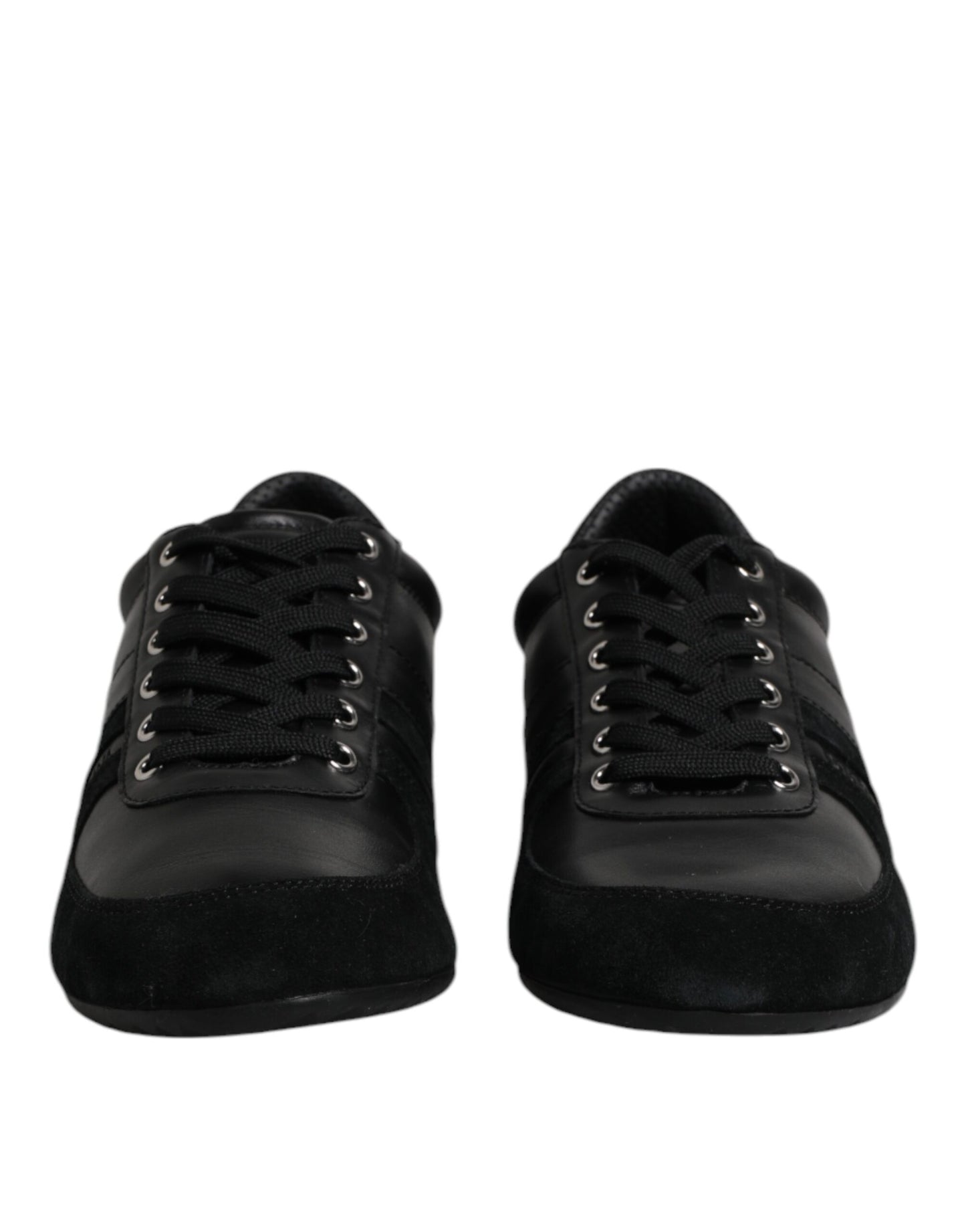 Dolce & Gabbana Black Suede Leather Low Top Sneakers Shoes