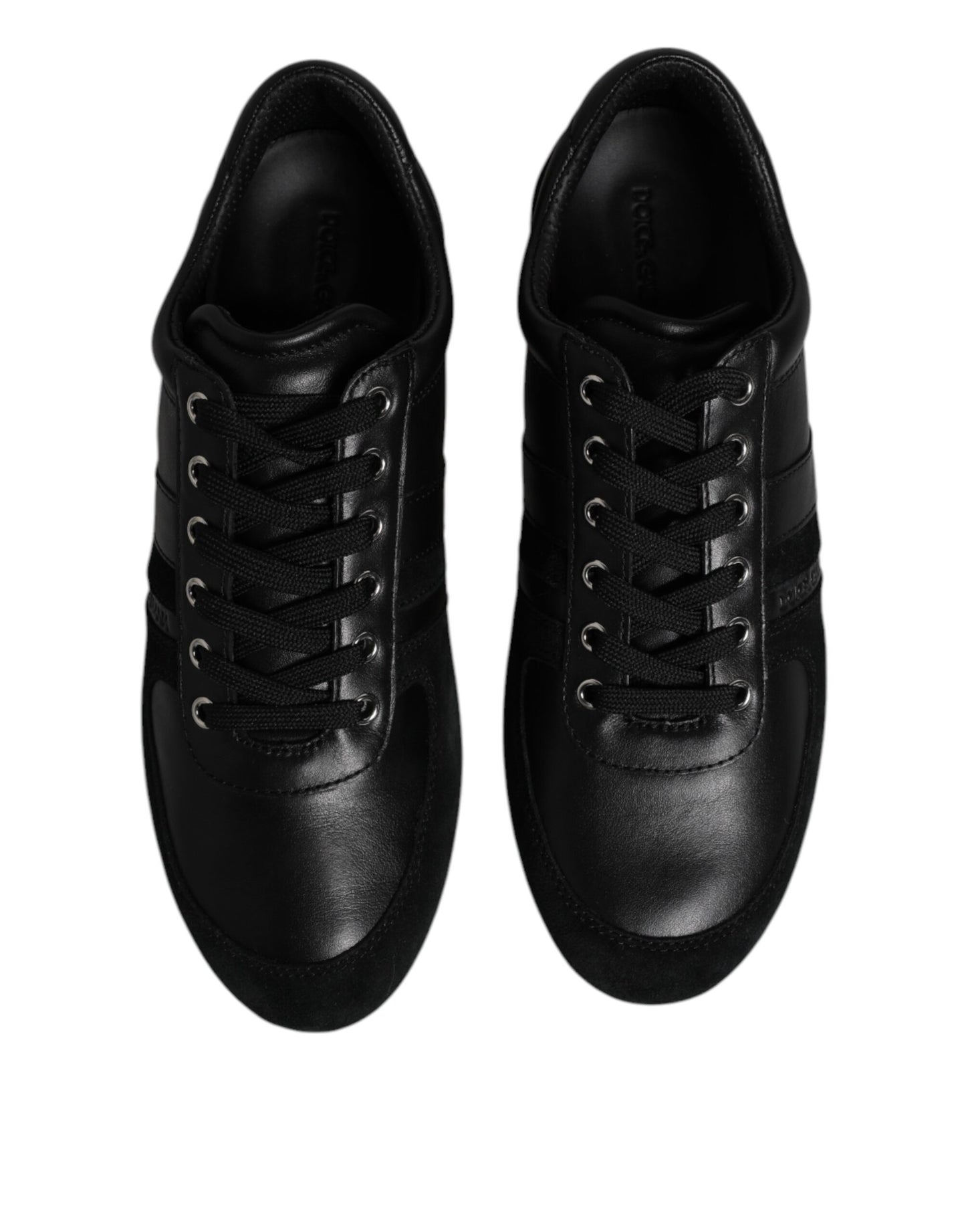 Dolce & Gabbana Black Suede Leather Low Top Sneakers Shoes