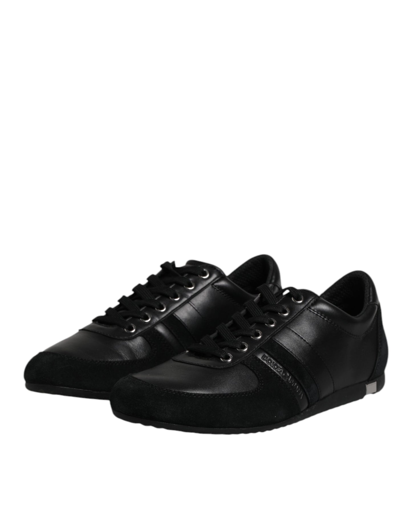 Dolce & Gabbana Black Suede Leather Low Top Sneakers Shoes