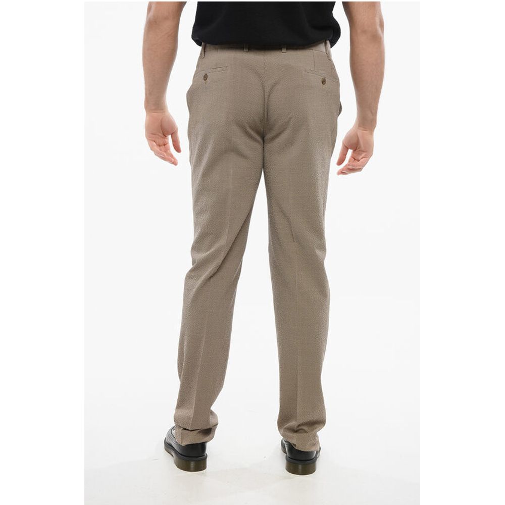 Corneliani Cotton Pants with Micro Check Motif