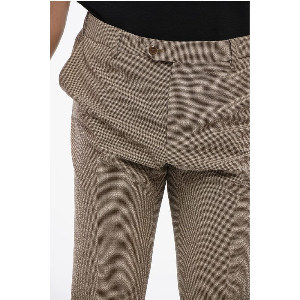 Corneliani Cotton Pants with Micro Check Motif