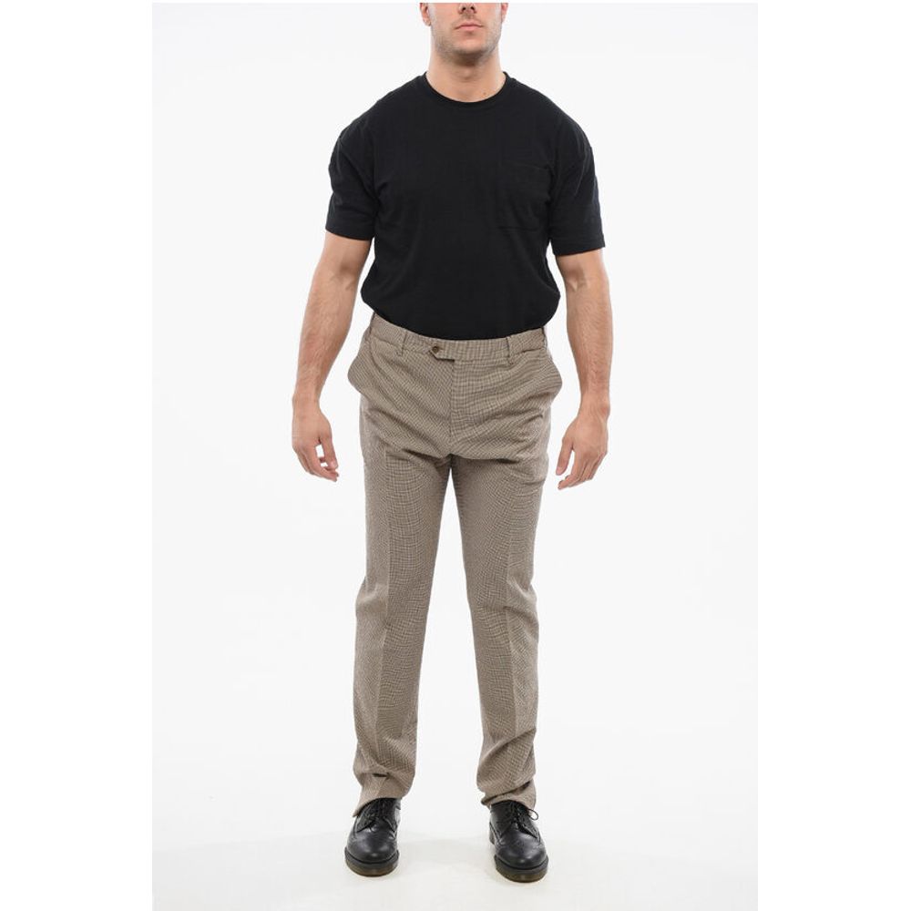 Corneliani Cotton Pants with Micro Check Motif