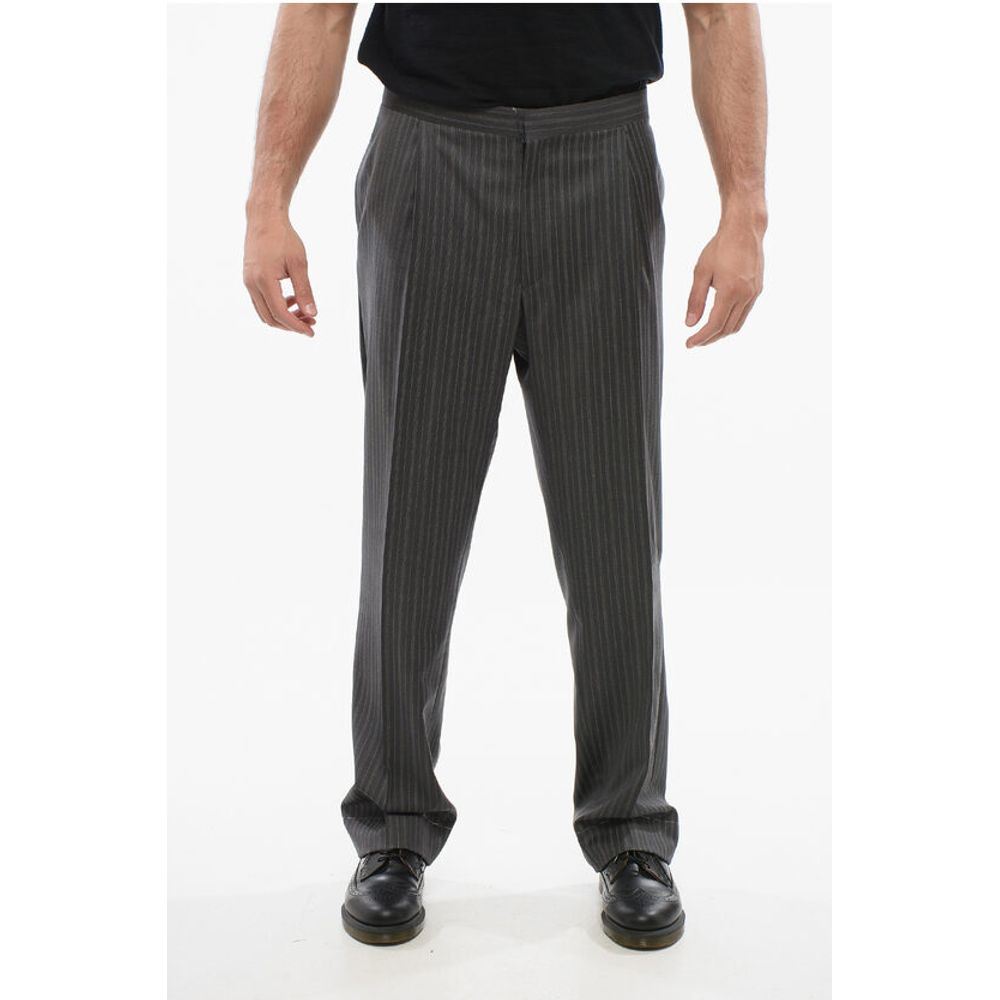 Corneliani Cool Wool Pants with Striped Motif