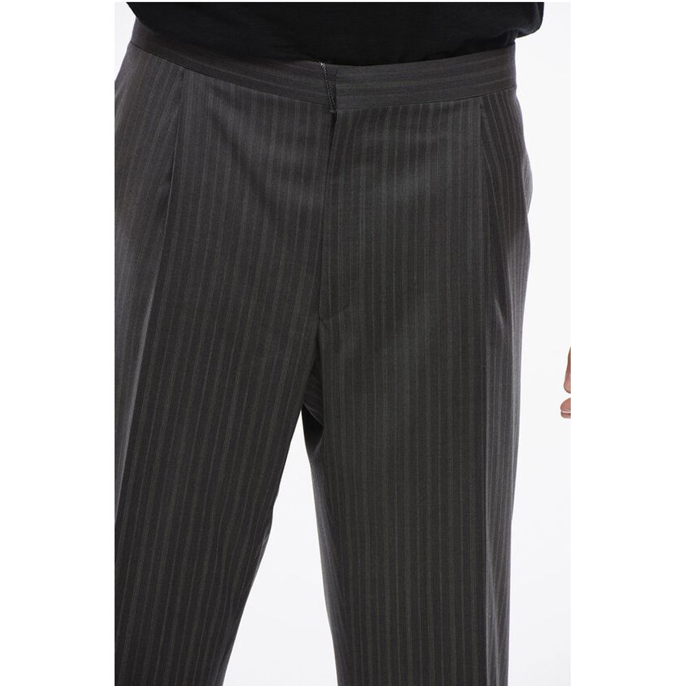 Corneliani Cool Wool Pants with Striped Motif