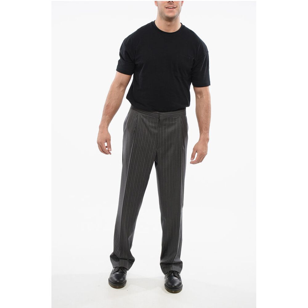 Corneliani Cool Wool Pants with Striped Motif