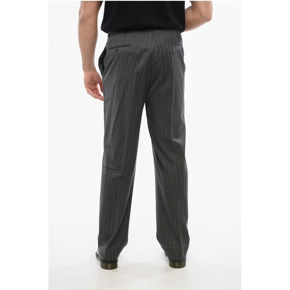 Corneliani Cool Wool Pants with Striped Motif