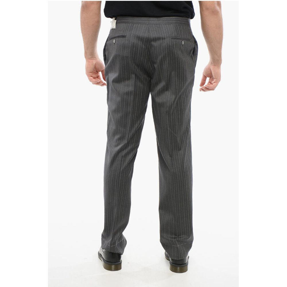 Corneliani Cool Wool Pants with Striped Motif