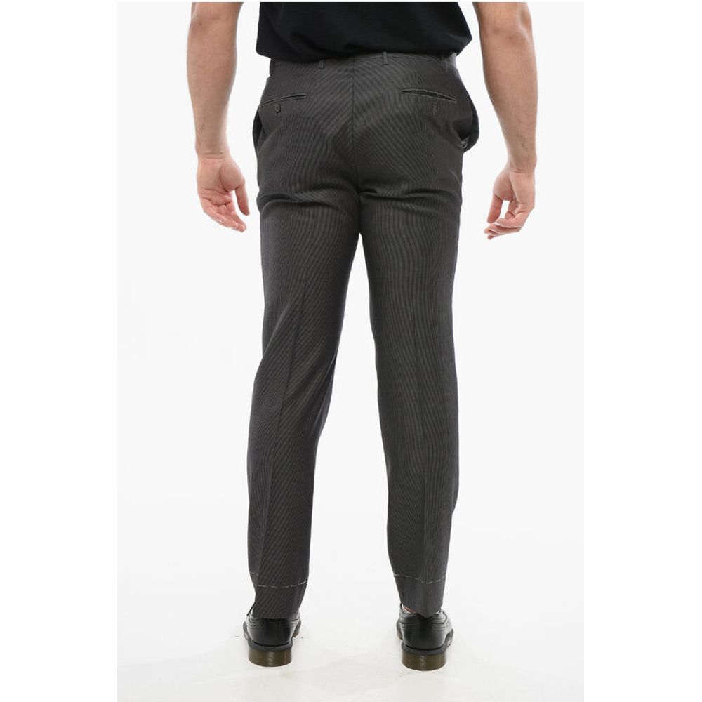 Corneliani Cool Wool Pants with Striped Motif