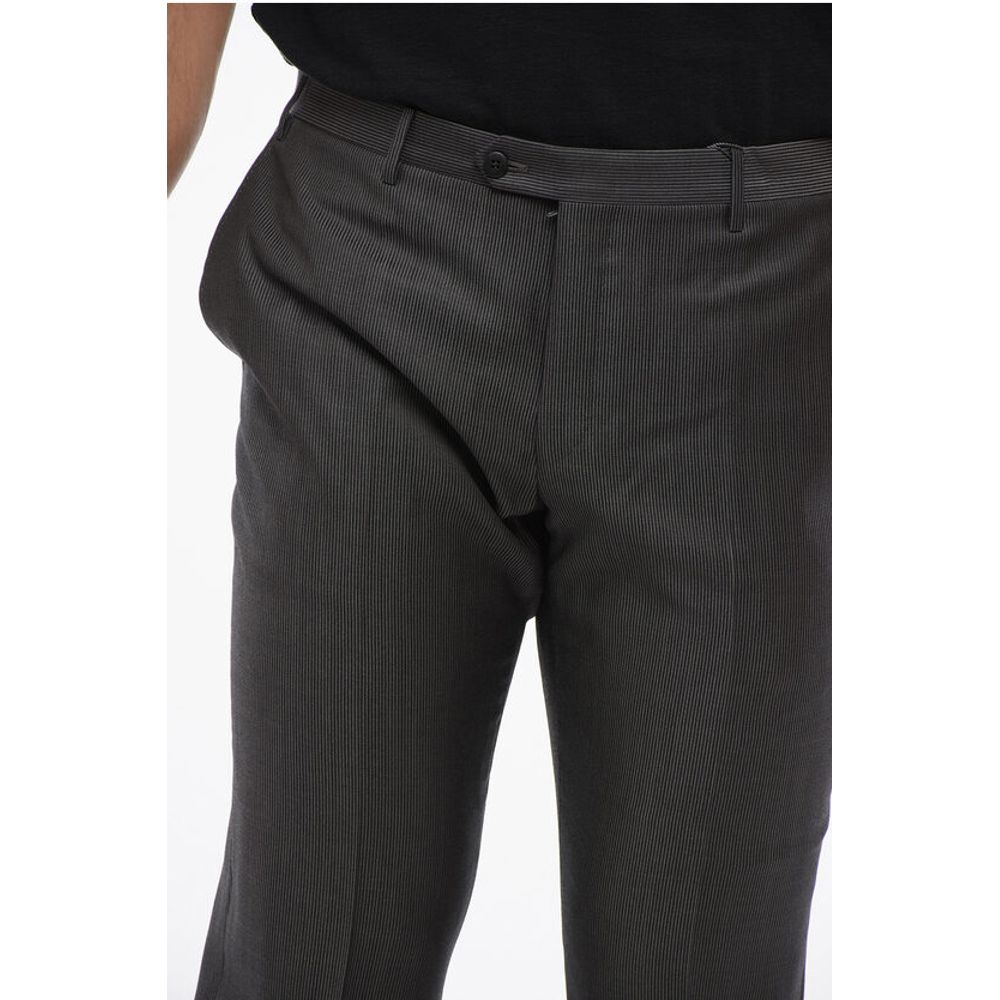 Corneliani Cool Wool Pants with Striped Motif