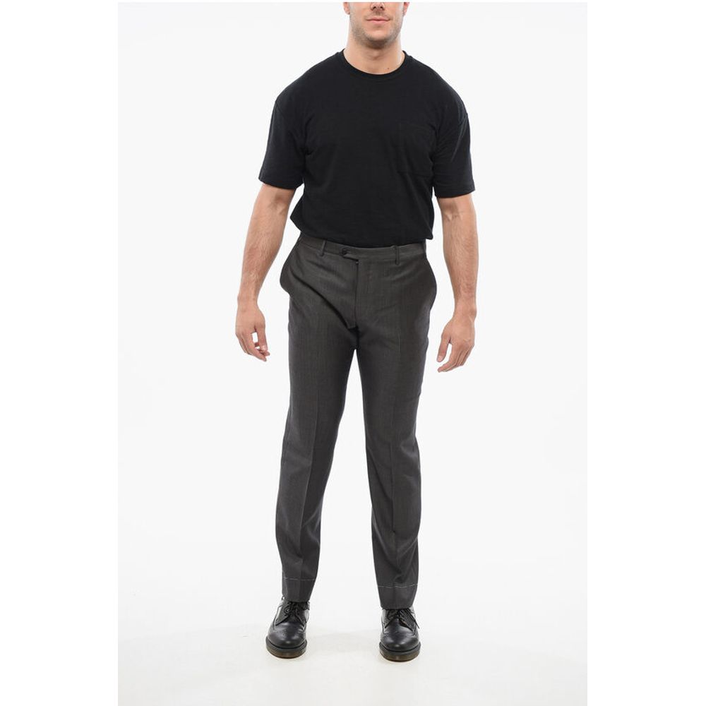 Corneliani Cool Wool Pants with Striped Motif