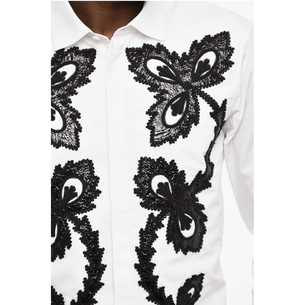 Dsquared² Frontal Maxi Embroidered Shirt with Spread Collar
