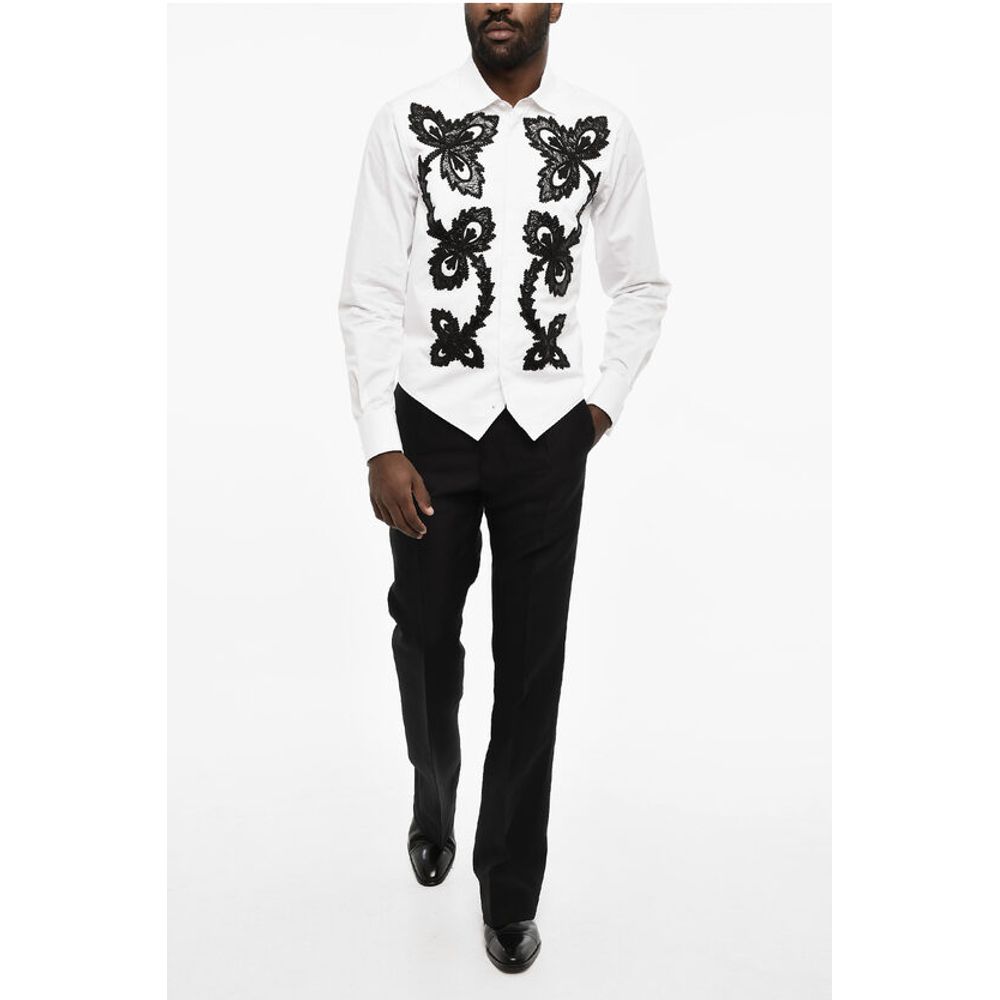 Dsquared² Frontal Maxi Embroidered Shirt with Spread Collar