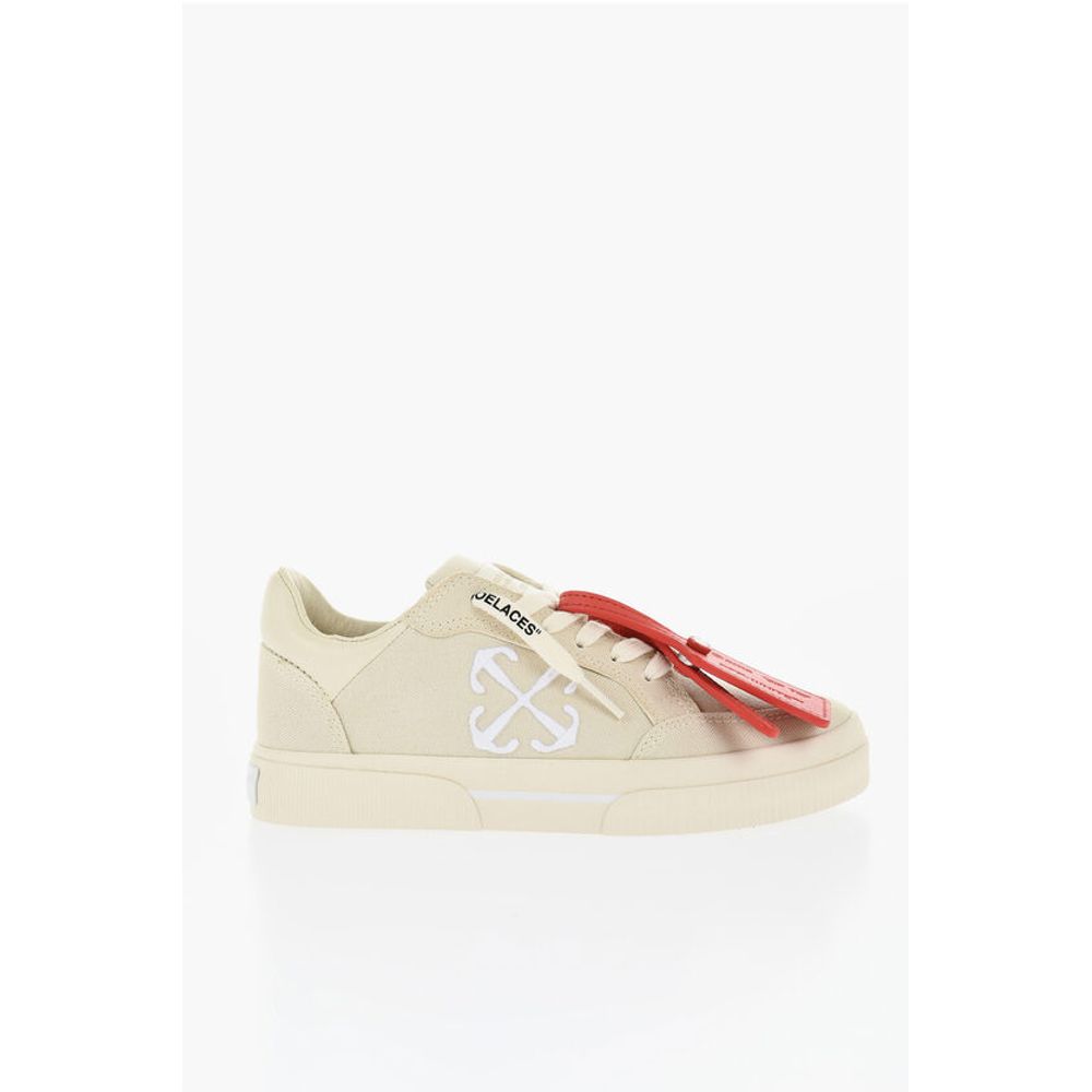 Off-White Canvas VULCANIZED Low-Top Sneakers With Embroidered Logo