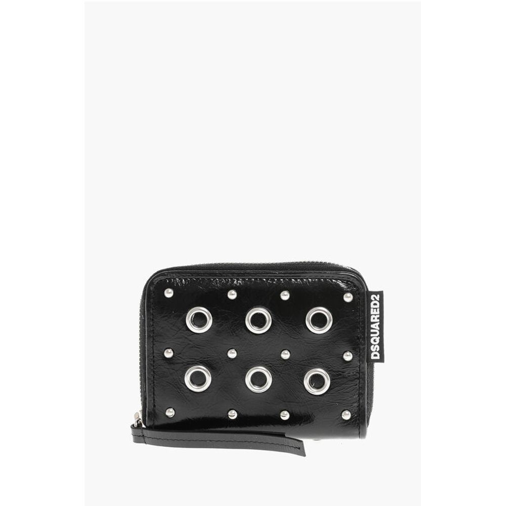 Dsquared² Patent Leather Wallett with Decorative Eyelets