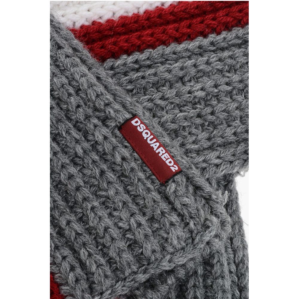 Dsquared² Alpaca Blend Scarf with Contrasting Band and Hood