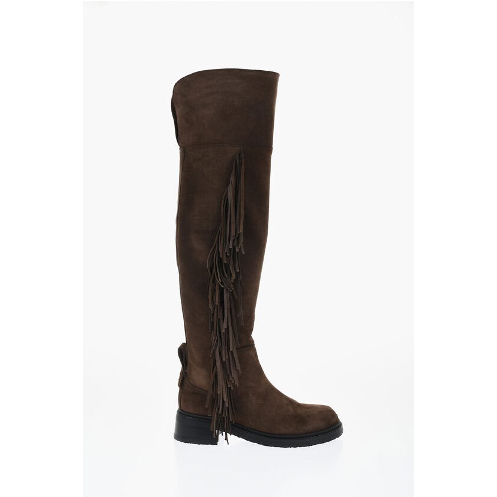 See By Chloé Fringed Suede Thigh-High Boots