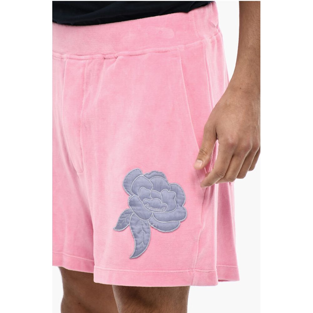Dsquared² Chenille Shorts with Rose Embroidery