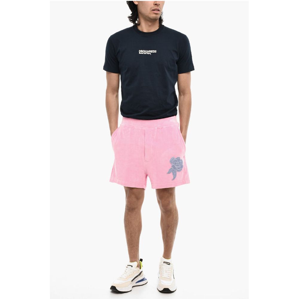 Dsquared² Chenille Shorts with Rose Embroidery