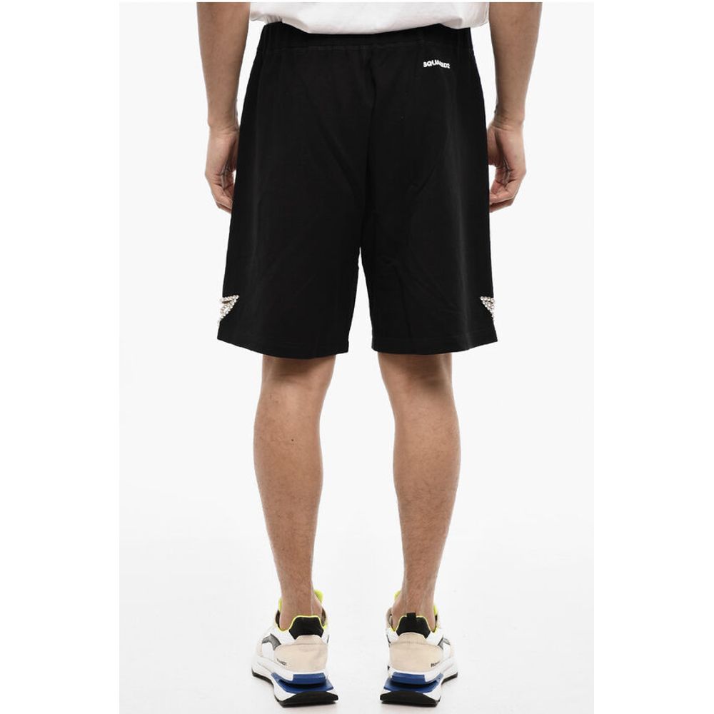 Dsquared² Solid Color cotton Shorts with Jewels