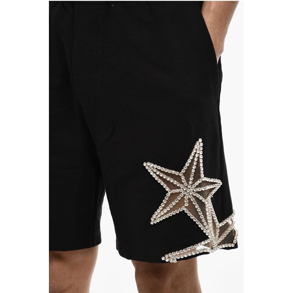 Dsquared² Solid Color cotton Shorts with Jewels