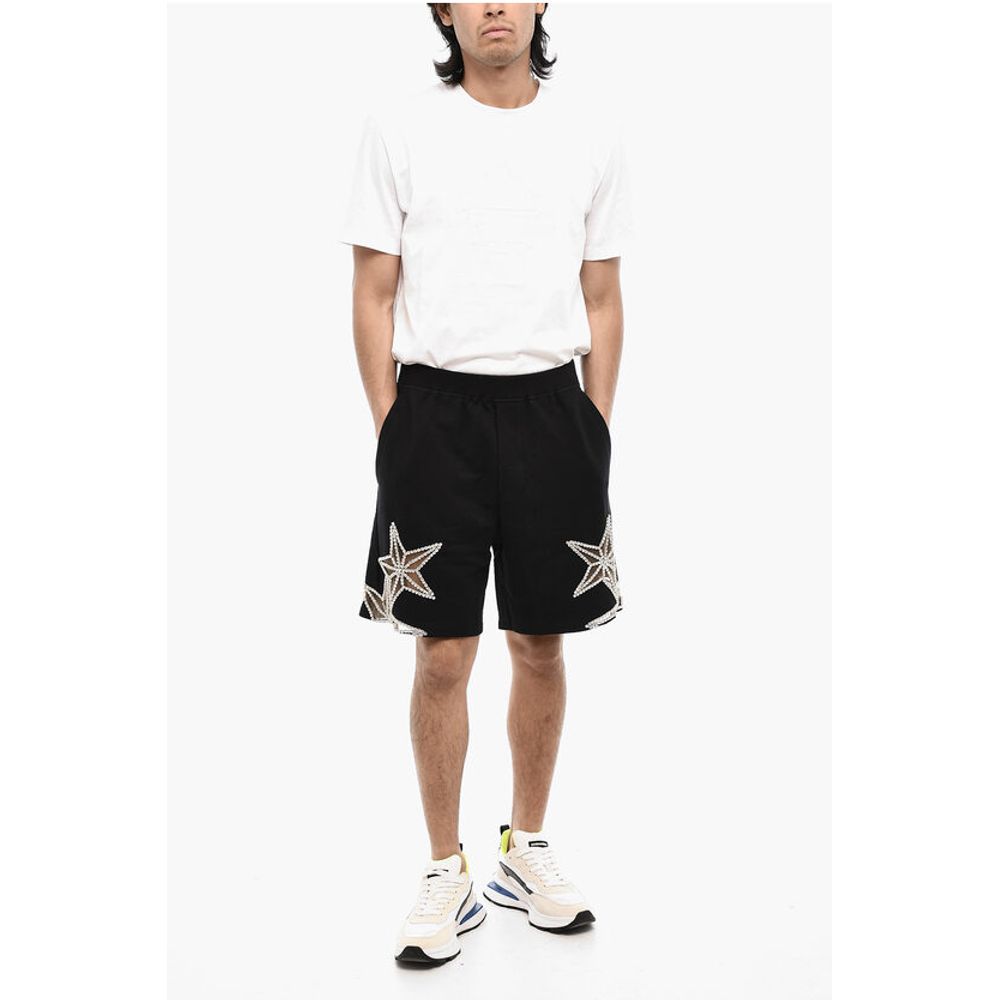 Dsquared² Solid Color cotton Shorts with Jewels