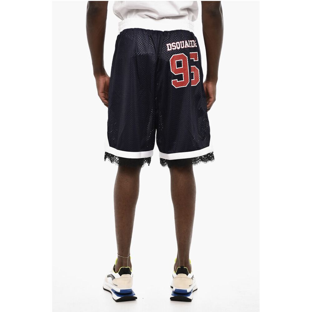 Dsquared² Perforated Color Block Shorts with Drawstring Waist
