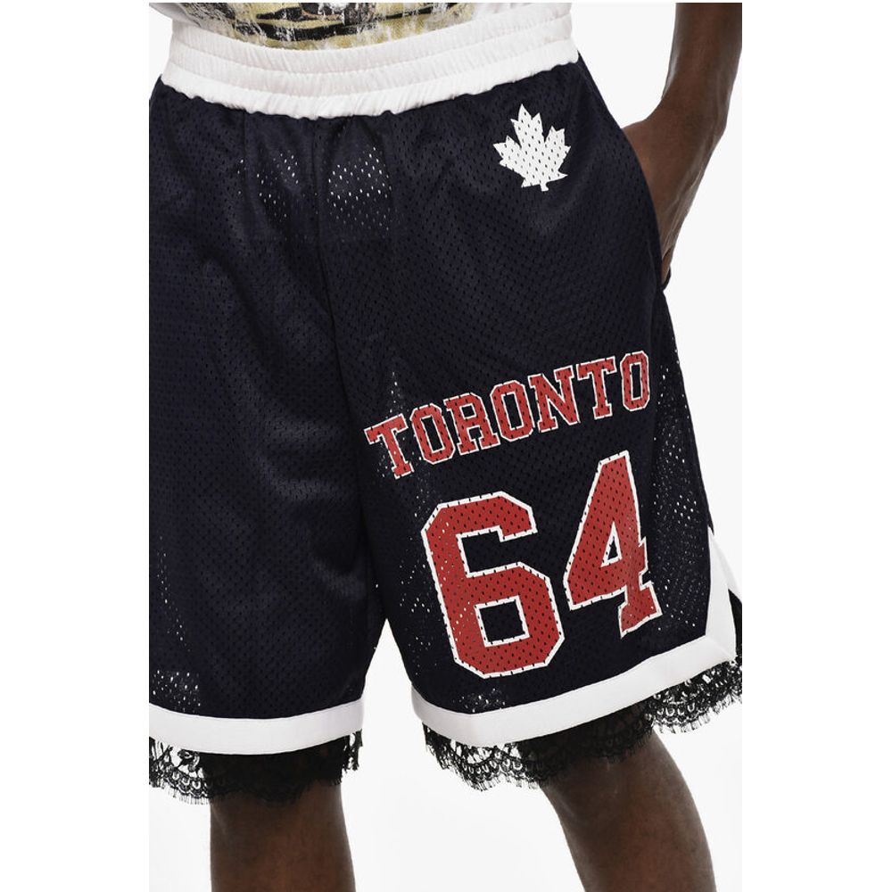 Dsquared² Perforated Color Block Shorts with Drawstring Waist