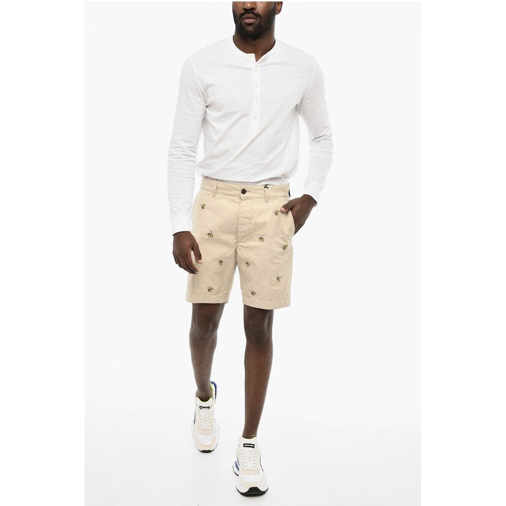 Dsquared² All-Over Embroidered Cotton Twill Cargo Shorts
