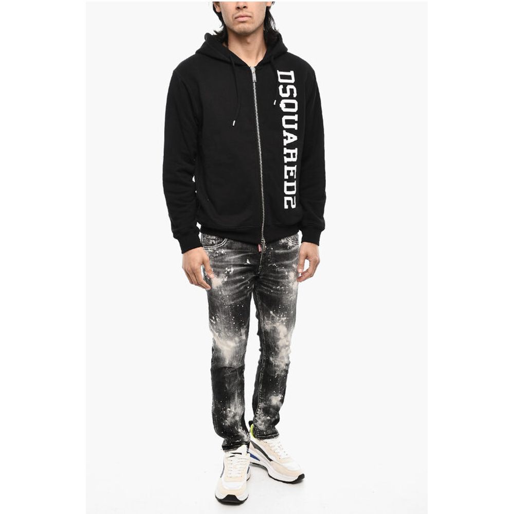Dsquared² Cotton Sweatshirt with Zip Closure and Side Logo