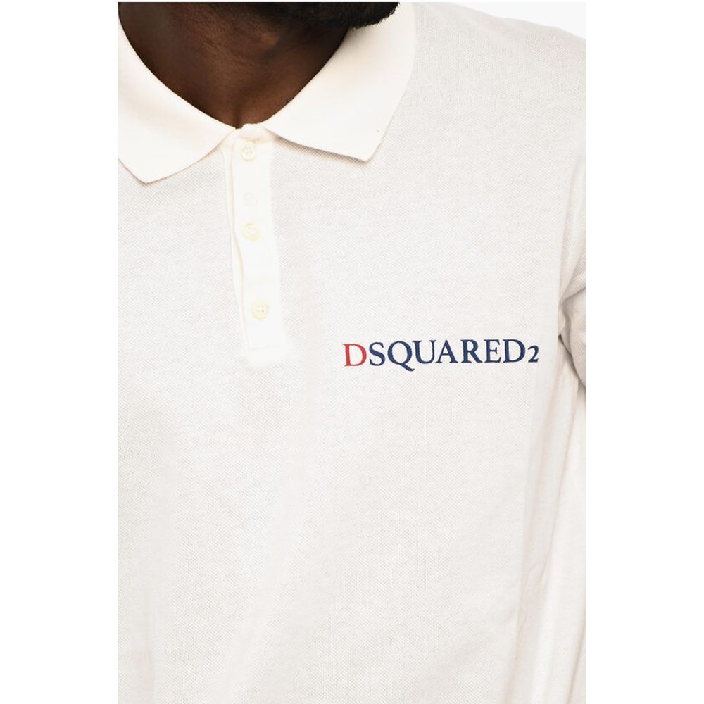 Dsquared² Piquet Cotton 3 Buttons Polo Shirt with Print