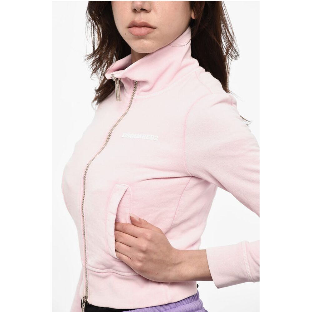 Dsquared² Brushed Cotton Cropped Zipped Sweatshirt