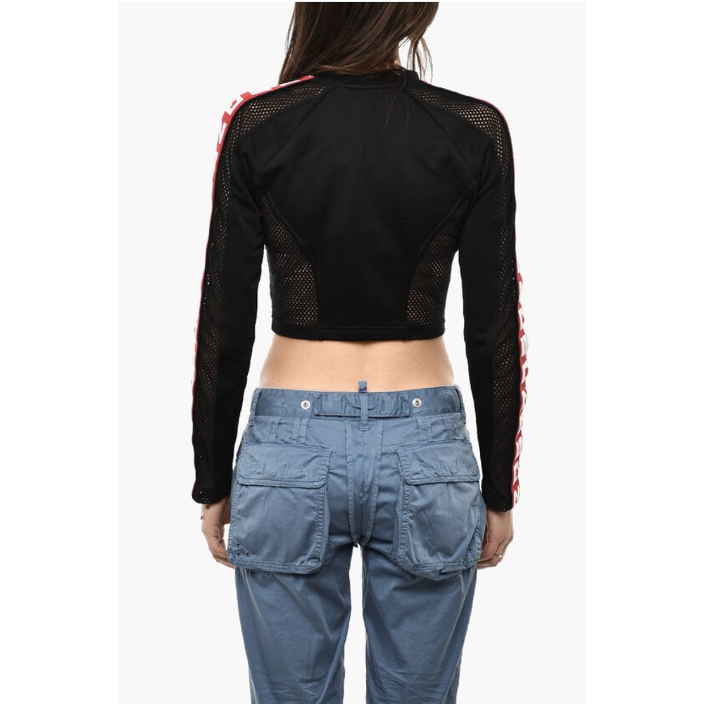 Dsquared² Cropped Zipped Sweatshirt With Mesh Details And Logoed Bands
