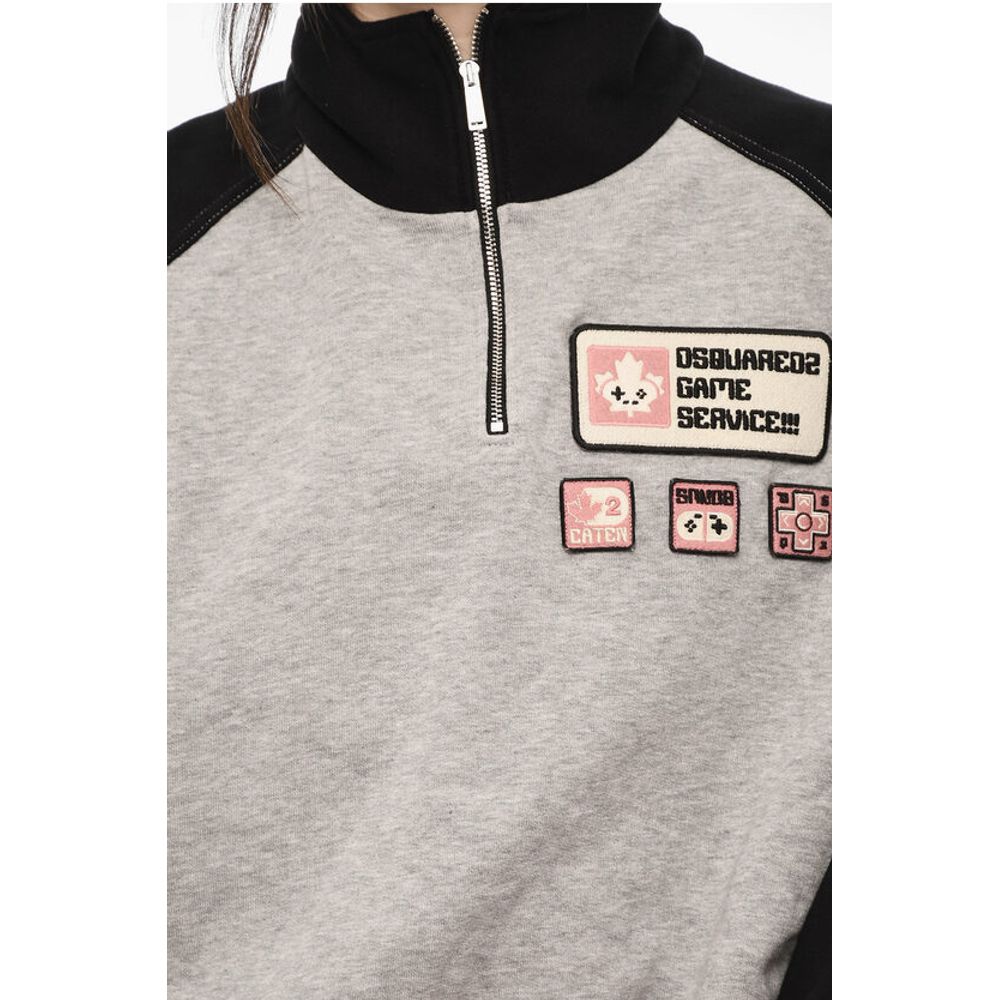 Dsquared² Half Zip Cotton Sweatshirt with Patches