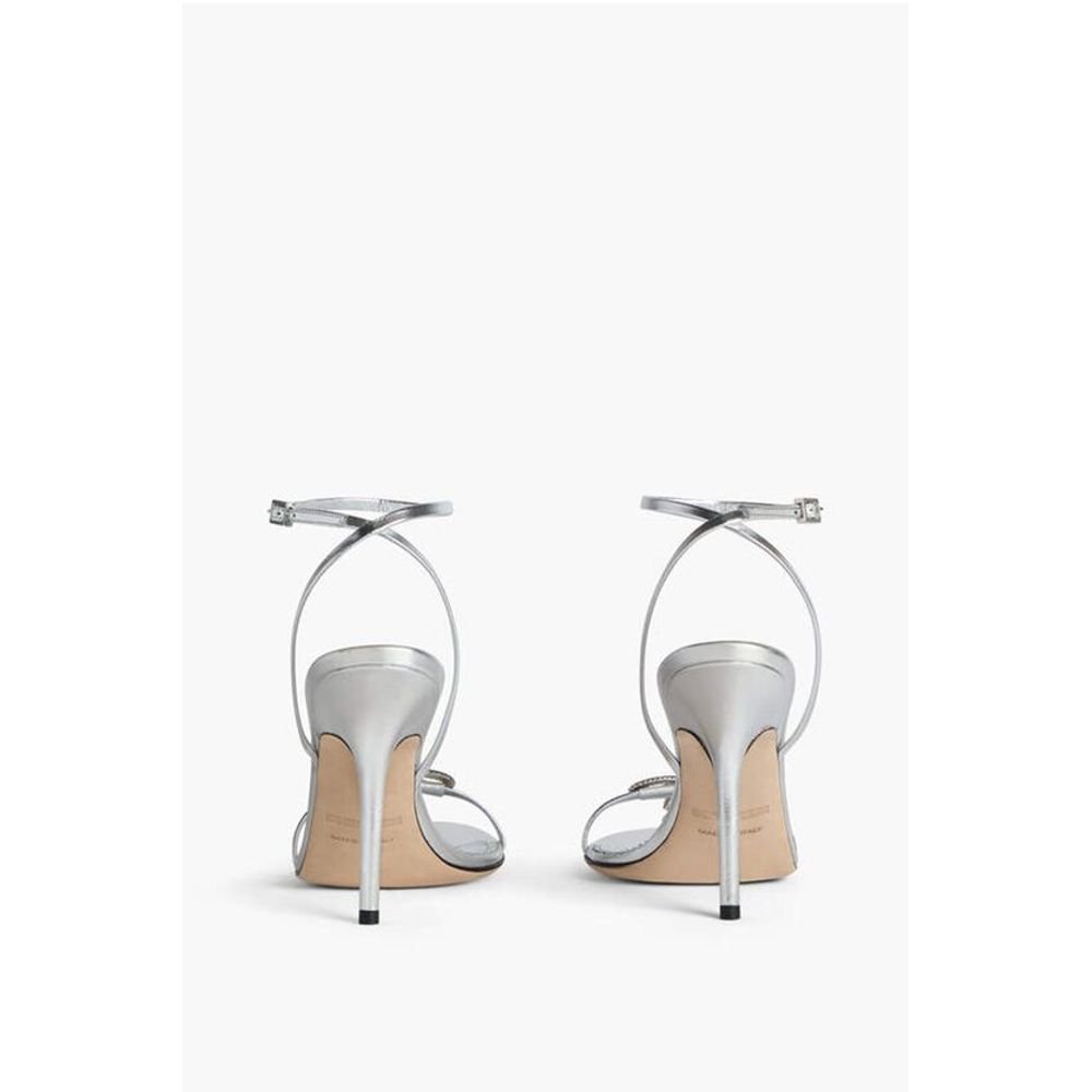Dsquared² Metallic Effect Leather Sandals With Strap Heel 12 cm
