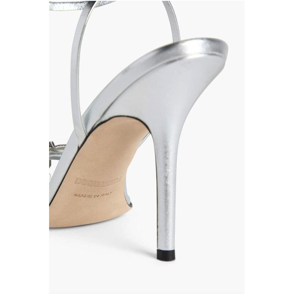 Dsquared² Metallic Effect Leather Sandals With Strap Heel 12 cm