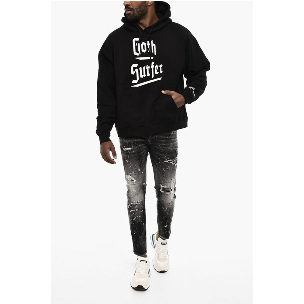 Dsquared² Cotton Hoodie with Gothic Print