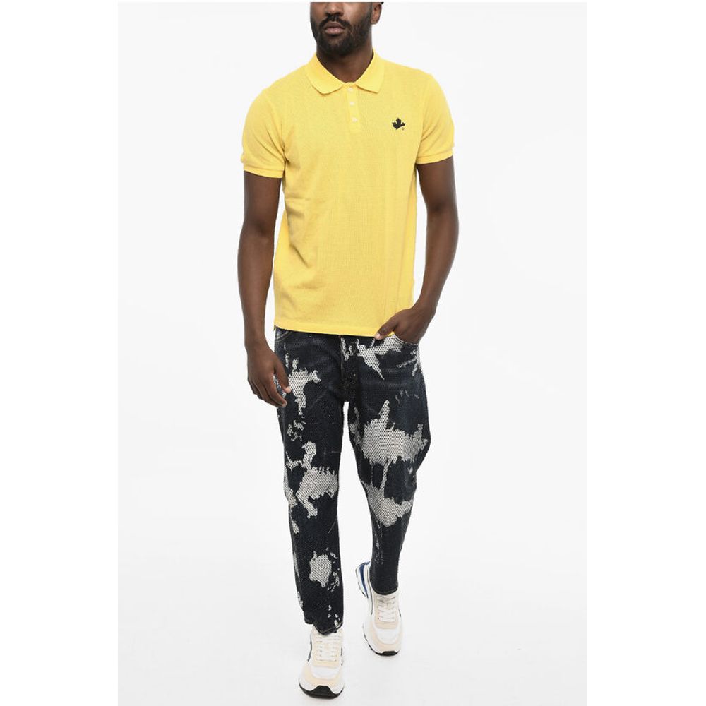 Dsquared² Perforated TENNIS LEAF Polo Shirt with 3 - Buttons